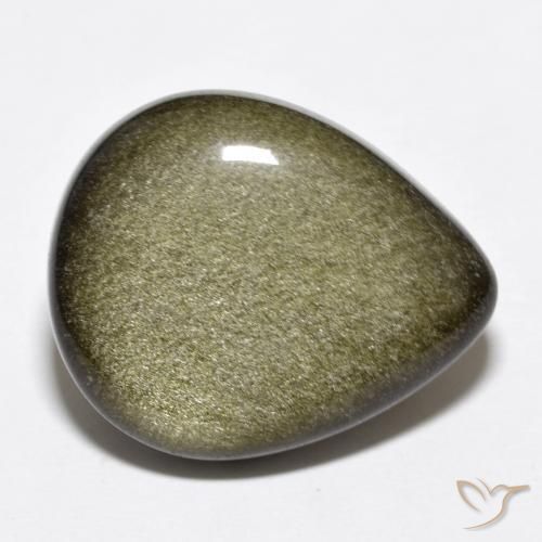 Obsidiana Negro con brillo dorado natural de 14.20 ct, En forma de pera, Opaco
