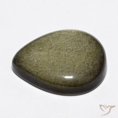 Obsidiana Negro con brillo dorado natural de 14.20 ct, En forma de pera, Opaco