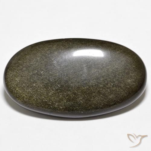 18.78ct Natural Negro con brillo dorado Obsidiana, Ovalada, Opaco