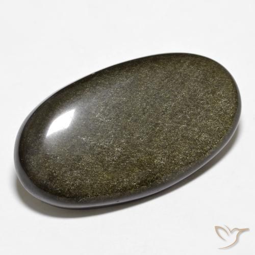 Obsidiana Negro con brillo dorado natural de 18.78 ct, Ovalada, Opaco