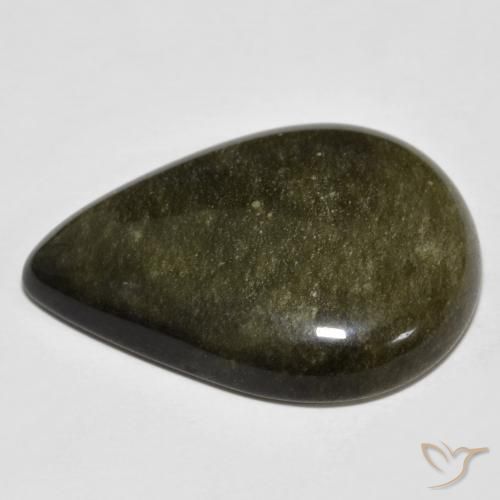 Obsidiana Negro con brillo dorado natural de 21.44 ct, En forma de pera, Opaco