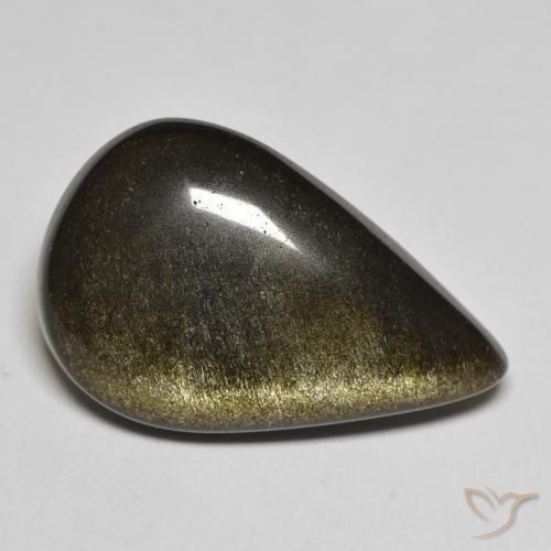 11.01ct Natural Negro con brillo dorado Obsidiana, En forma de pera, Opaco