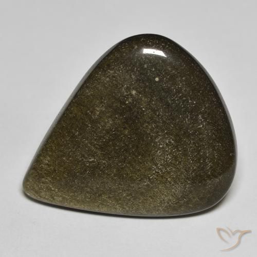 Obsidiana Negro con brillo dorado natural de 17.61 ct, En forma de pera, Opaco
