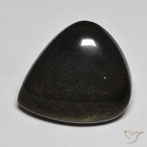 Obsidiana Negro con brillo dorado natural de 20.17 ct, En forma de pera, Opaco