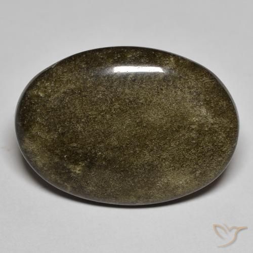 17.44ct Natural Negro con brillo dorado Obsidiana, Ovalada, Opaco