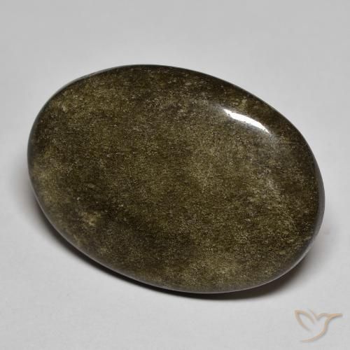 Obsidiana Negro con brillo dorado natural de 17.44 ct, Ovalada, Opaco