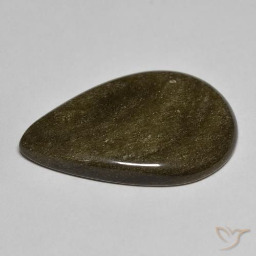 Obsidiana Negro con brillo dorado natural de 13.36 ct, En forma de pera, Opaco