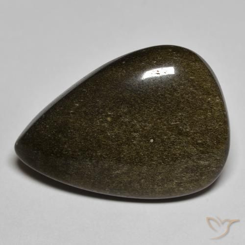 Obsidiana Negro con brillo dorado natural de 20.02 ct, En forma de pera, Opaco