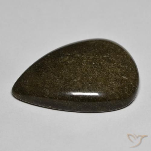 Obsidiana Negro con brillo dorado natural de 20.02 ct, En forma de pera, Opaco
