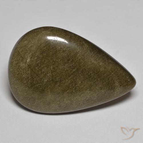 15.24ct Natural Negro con brillo dorado Obsidiana, En forma de pera, Opaco