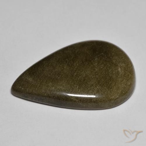 Obsidiana Negro con brillo dorado natural de 15.24 ct, En forma de pera, Opaco