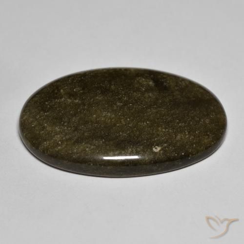Obsidiana Negro con brillo dorado natural de 30.83 ct, Ovalada, Opaco