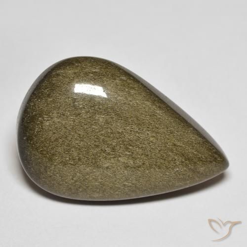 Obsidiana Negro con brillo dorado natural de 14.32 ct, En forma de pera, Opaco