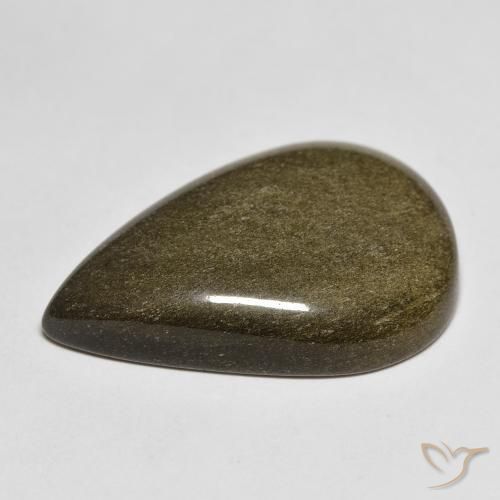 Obsidiana Negro con brillo dorado natural de 14.32 ct, En forma de pera, Opaco