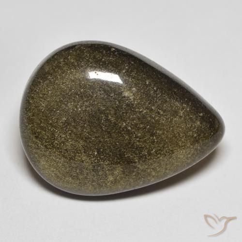 Obsidiana Negro con brillo dorado natural de 17.02 ct, En forma de pera, Opaco