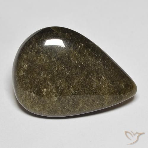 Obsidiana Negro con brillo dorado natural de 13.21 ct, En forma de pera, Opaco