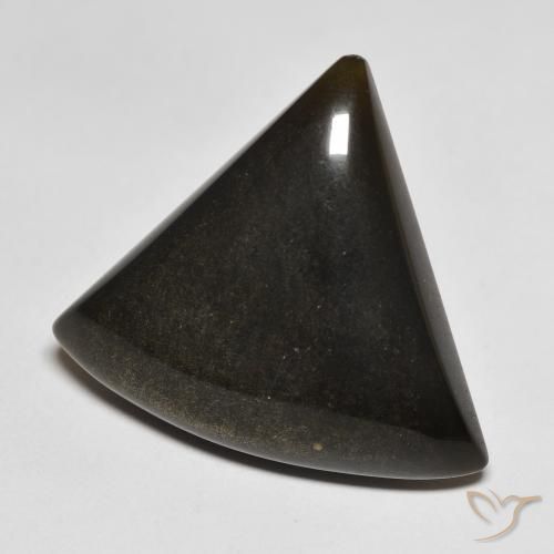 Obsidiana Negro con brillo dorado natural de 17.64 ct, Trillón, Opaco