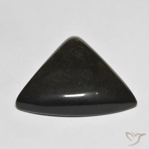 Obsidiana Negro con brillo dorado natural de 17.64 ct, Trillón, Opaco