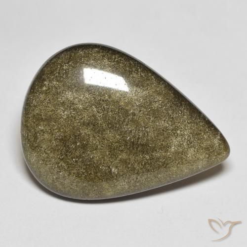 Obsidiana Negro con brillo dorado natural de 9.59 ct, En forma de pera, Opaco