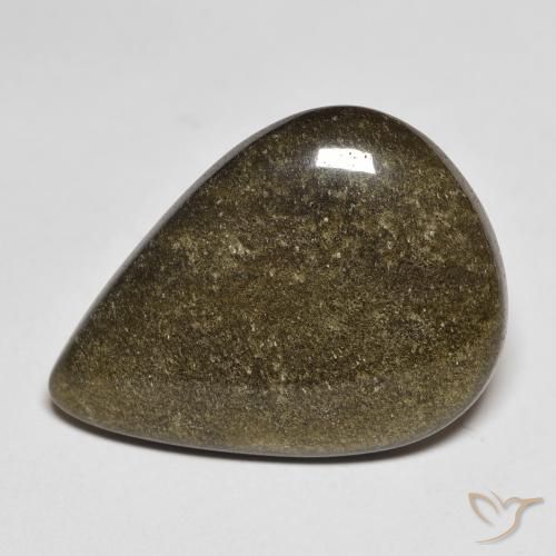 Obsidiana Negro con brillo dorado natural de 9.59 ct, En forma de pera, Opaco