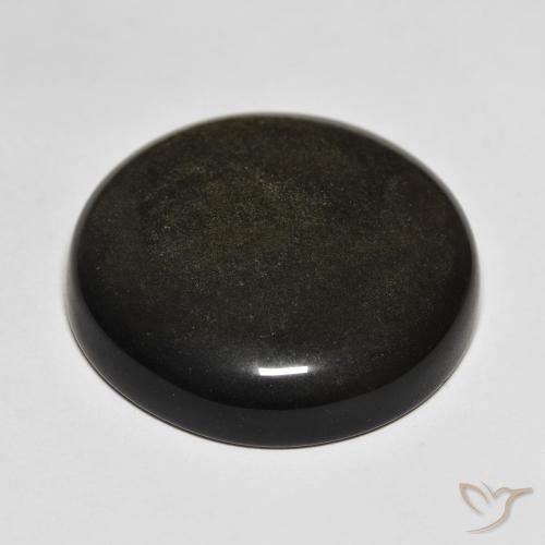 Obsidiana Negro con brillo dorado natural de 30.14 ct, Corte Redondo, Opaco