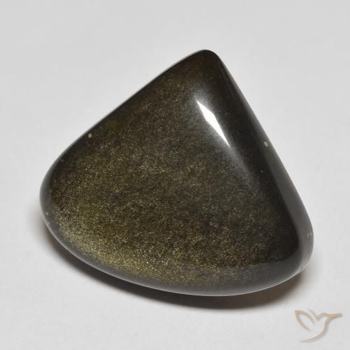 Obsidiana Negro con brillo dorado natural de 18.52 ct, En forma de pera, Opaco