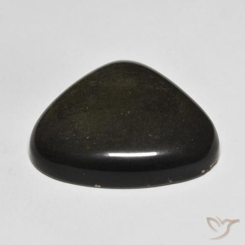 Obsidiana Negro con brillo dorado natural de 19.38 ct, En forma de pera, Opaco