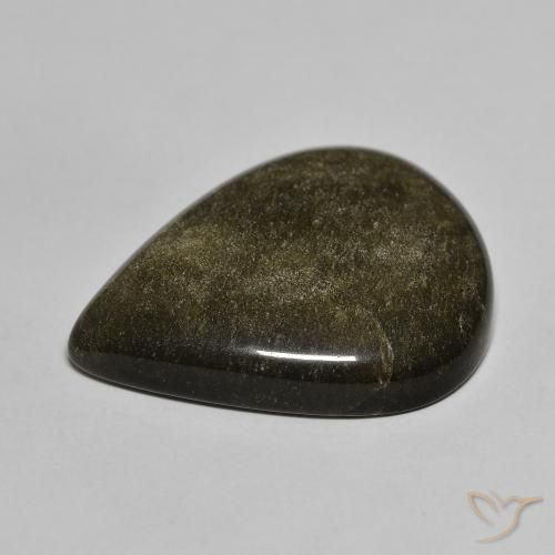 Obsidiana Negro con brillo dorado natural de 21.20 ct, En forma de pera, Opaco