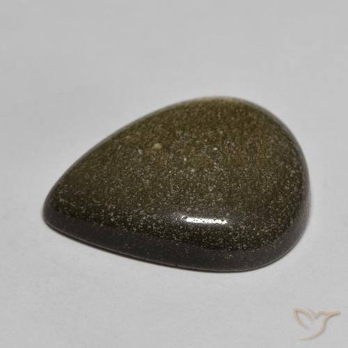Obsidiana Negro con brillo dorado natural de 17.46 ct, En forma de pera, Opaco