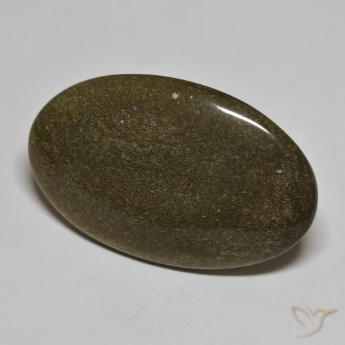 Obsidiana Negro con brillo dorado natural de 20.97 ct, Ovalada, Opaco