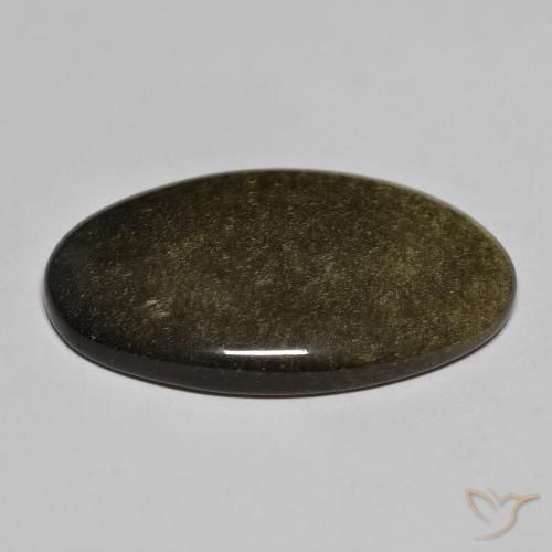 Obsidiana Negro con brillo dorado natural de 28.51 ct, Corte Óvalo, Opaco