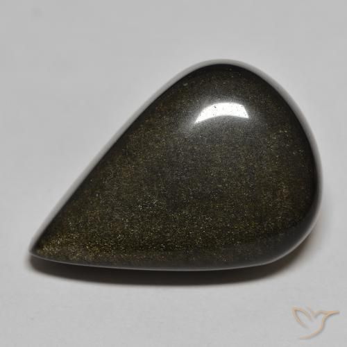 29.24ct Natural Negro con brillo dorado Obsidiana, En forma de pera, Opaco