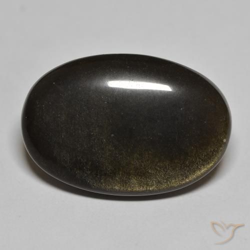 22.99ct Natural Negro con brillo dorado Obsidiana, Ovalada, Opaco