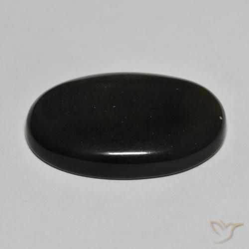 Obsidiana Negro con brillo dorado natural de 22.99 ct, Ovalada, Opaco