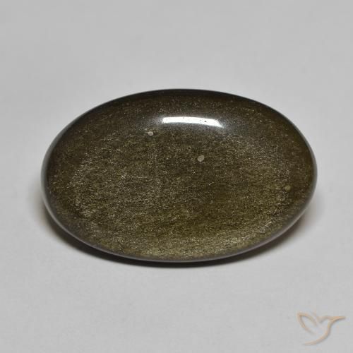13.63ct Natural Negro con brillo dorado Obsidiana, Ovalada, Opaco