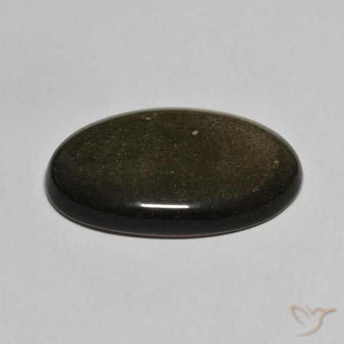 Obsidiana Negro con brillo dorado natural de 13.63 ct, Ovalada, Opaco