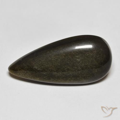 12.77ct Natural Negro con brillo dorado Obsidiana, En forma de pera, Opaco