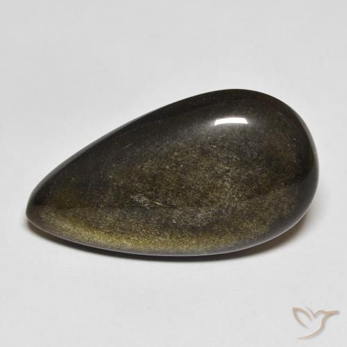 15.65ct Natural Negro con brillo dorado Obsidiana, En forma de pera, Opaco
