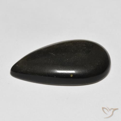 Obsidiana Negro con brillo dorado natural de 15.65 ct, En forma de pera, Opaco