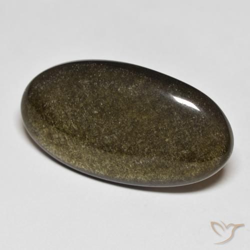Obsidiana Negro con brillo dorado natural de 19.68 ct, Ovalada, Opaco