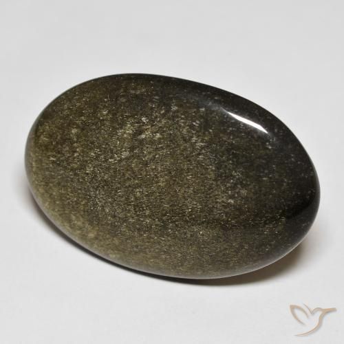 Obsidiana Negro con brillo dorado natural de 24.36 ct, Ovalada, Opaco
