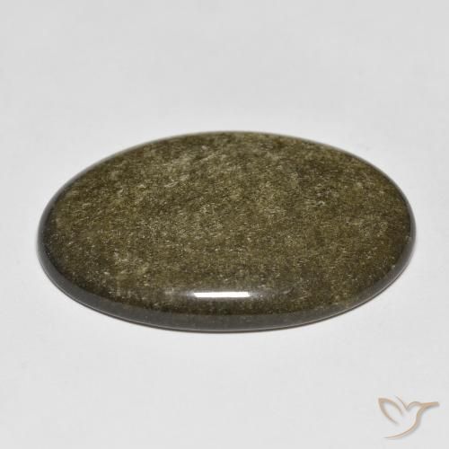 Obsidiana Negro con brillo dorado natural de 24.36 ct, Ovalada, Opaco