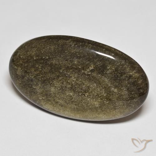 Obsidiana Negro con brillo dorado natural de 35.72 ct, Ovalada, Opaco