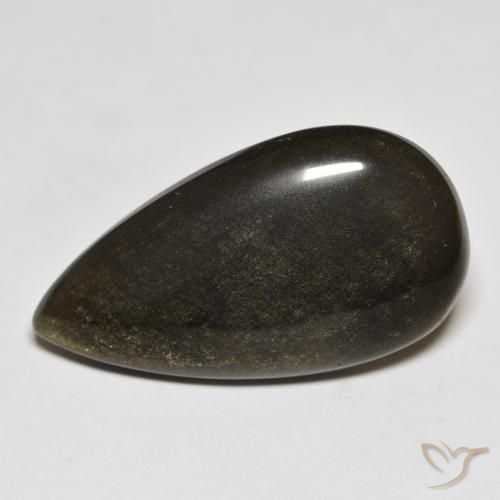 20.68ct Natural Negro con brillo dorado Obsidiana, En forma de pera, Opaco