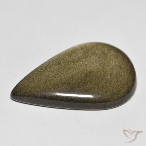 Obsidiana Negro con brillo dorado natural de 20.38 ct, En forma de pera, Opaco