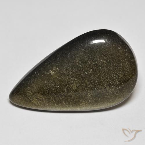 24.45ct Natural Negro con brillo dorado Obsidiana, En forma de pera, Opaco
