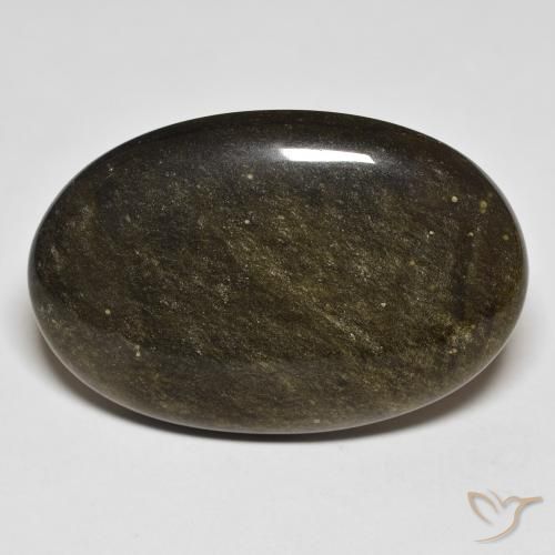 32.18ct Natural Negro con brillo dorado Obsidiana, Ovalada, Opaco
