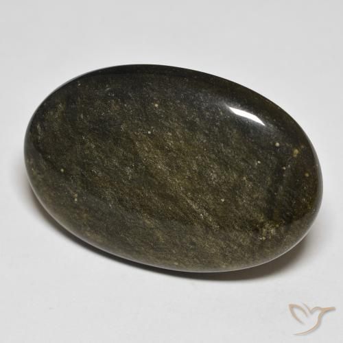 Obsidiana Negro con brillo dorado natural de 32.18 ct, Ovalada, Opaco