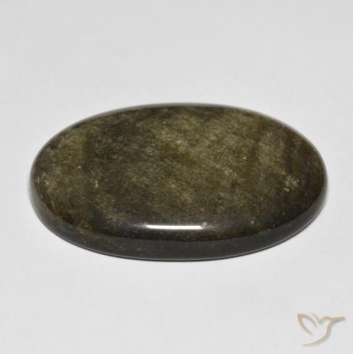 Obsidiana Negro con brillo dorado natural de 32.18 ct, Ovalada, Opaco