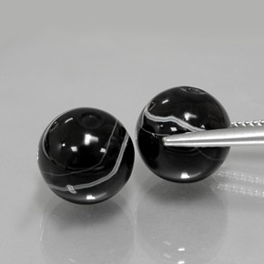 Gemas de ónix negro natural de  ct, esfera / bola, opaco